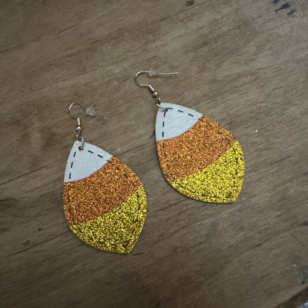 Candy corn Halloween earrings